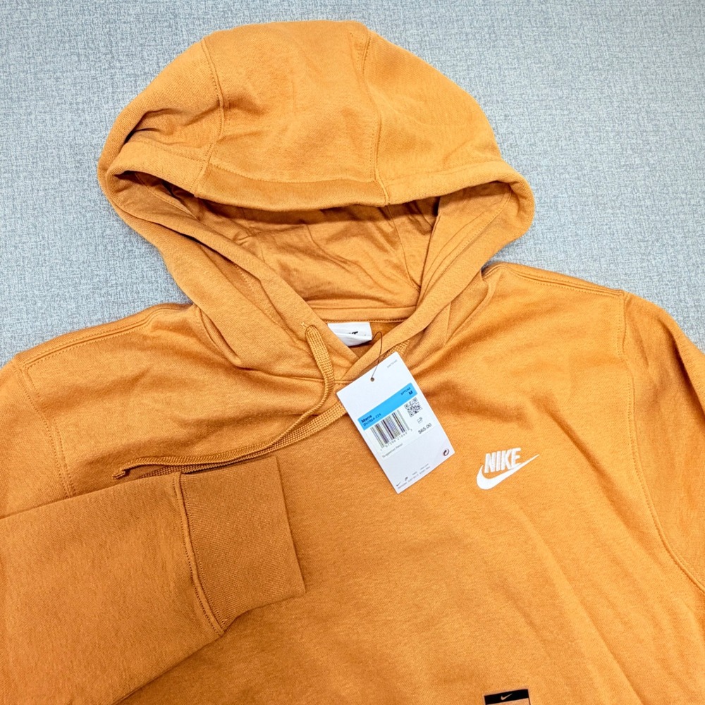 Nike Sportswear Club Fleece Hoodie Mens Medium Brown BV2654-224 NEW - Picture 2 of 8
